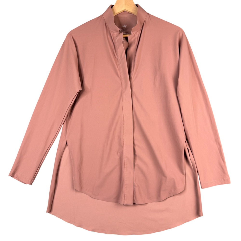 Aday Something Borrowed Shirt Rose Pink Tech Silk Long Sleeve XS TLS-RSE-57XS